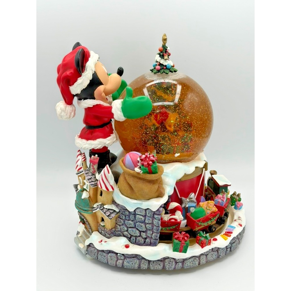 Disney Mickey Mouse Santa Christmas Musical Snow Globe Train Tested Music Works